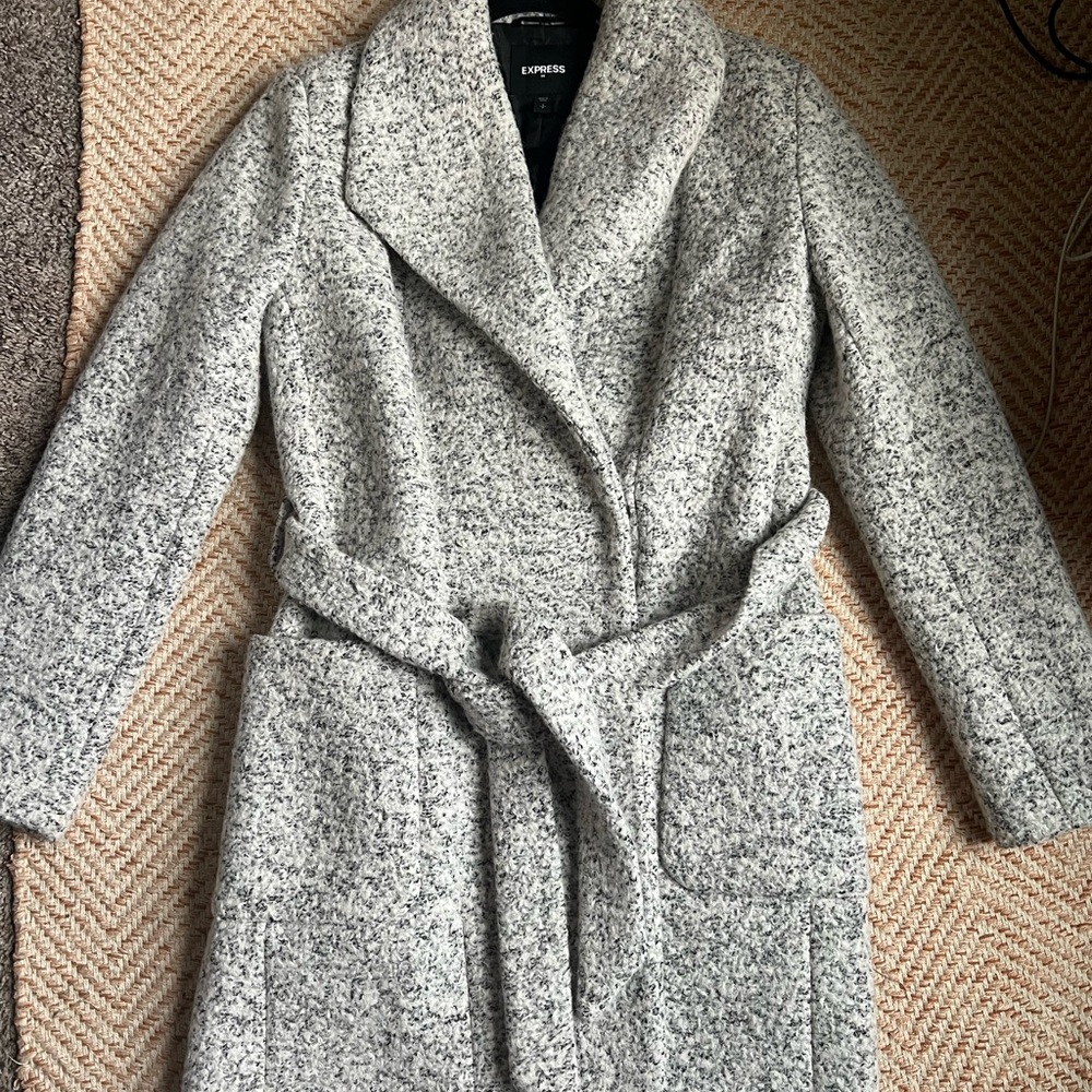 Express Women's Gray Textured Trench Coat